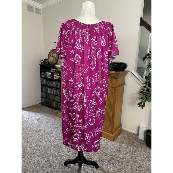 Anthony Richards Preowned Purple Floral Nightgown/House Dress Smocked  Size L - Picture 4 of 10